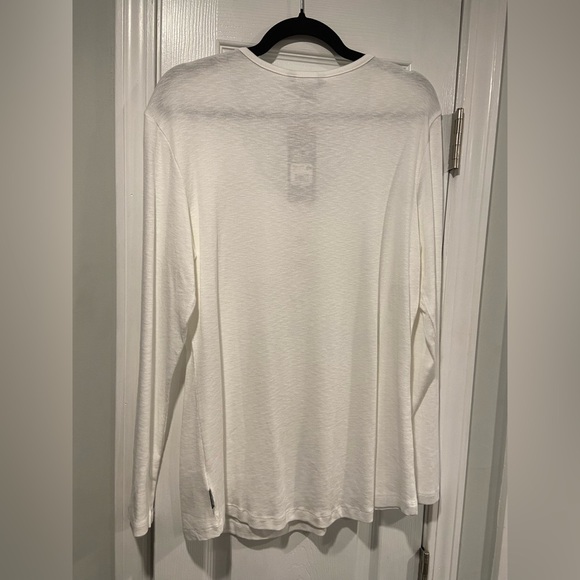 NWT Eddie Bauer Size XL White Cotton Scoop Neck Snap Long Sleeve Henley Top - Picture 10 of 14